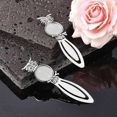 Owl Vintage Tibetan Style Alloy Bookmarks Cabochon Settings TIBE-Q032-28AS-NR-1