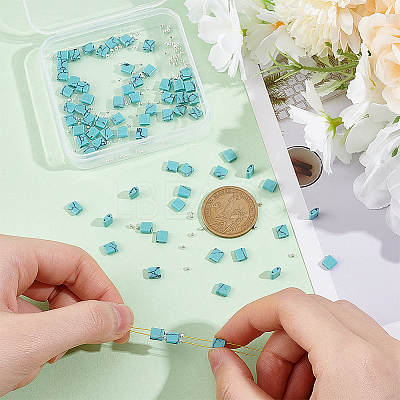 1 Strand Rectangle Synthetic Turquoise Beads Strands G-NB0005-57-1