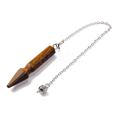 Natural Tiger Eye Pointed Dowsing Pendulums G-Q184-04D-P-1