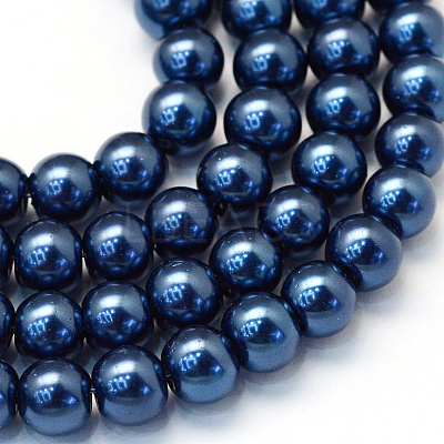Baking Paint Pearlized Glass Pearl Round Bead Strands X-HY-Q003-6mm-15-1