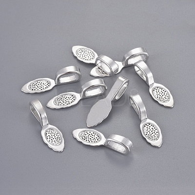 Tibetan Style Alloy Glue-on Flat Pad Bails X-LF10728Y-NF-1