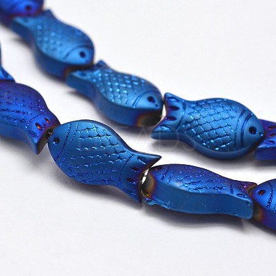 Full Plated Frosted Electroplate Glass Fish Beads Strands EGLA-M001-B02-1
