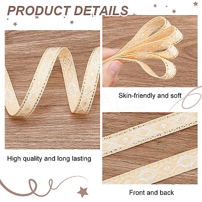 Polyester Rhombus Jacquard Ribbons OCOR-WH0078-128B-1