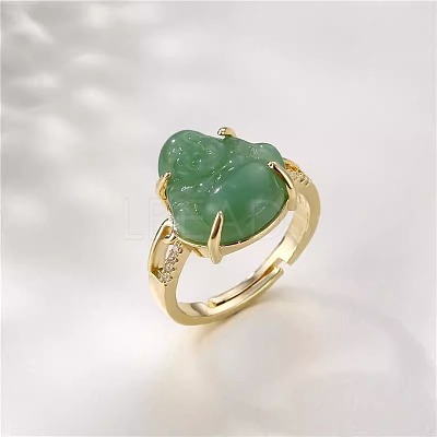 Brass & Resin Adjustable Finger Rings for Women FS-WG6D172-01-1