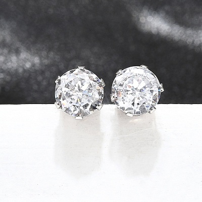 Cubic Zirconia Ear Studs STAS-E051-3D-1
