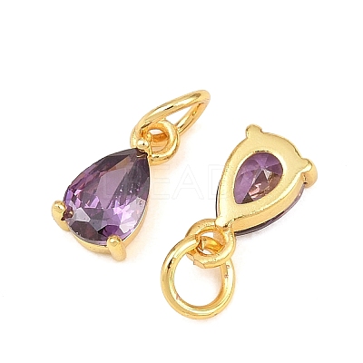 Brass Pave Cubic Zirconia Charms KK-K340-51G-01-1