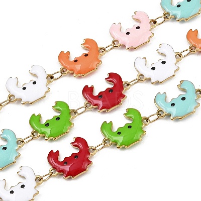 304 Stainless Steel Enamel Crab Link Chains CHS-F023-01E-G-1