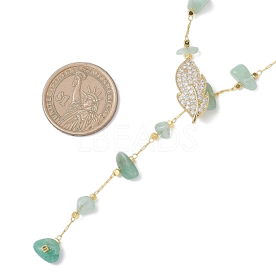 Natural Green Aventurine Chip Handmade Link Chain Necklaces NJEW-JN05811-02-1