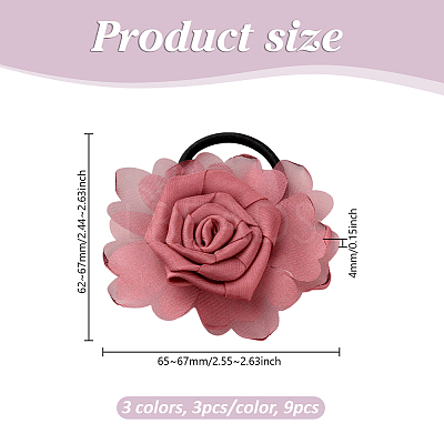 9Pcs 3 Colors Polyester Hair Accessories OHAR-GO0001-16-1