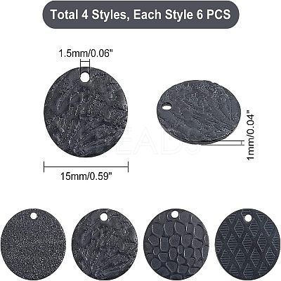 24Pcs 4 Style Stainless Steel Pendants STAS-UN0037-17-1