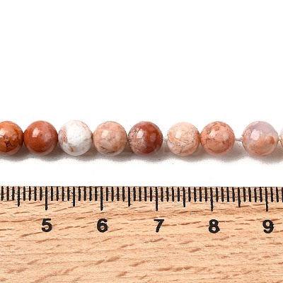 Natural Pink Agate Beads Strands G-K350-C02-6mm-1