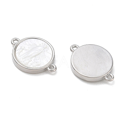Rack Plating Brass & Natural White Shell Connector Charms SH-CBA6629-33P-1