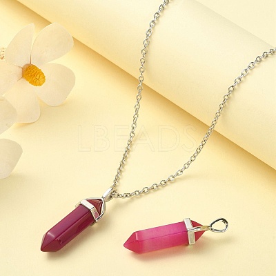 2Pcs Natural Agate Dyed Double Terminated Pointed Pendants G-YW0002-05E-1