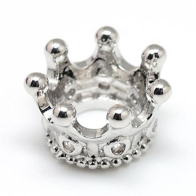 Rack Plating Brass Micro Pave Cubic Zirconia European Beads ZIRC-S052-003P-1