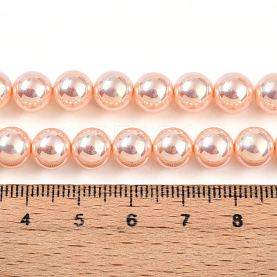 UV Plating Pearlized Glass Pearl Beads Strands GLAA-F128-01B-T7-1