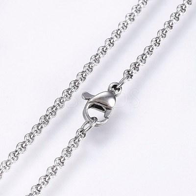 Non-Tarnish 304 Stainless Steel Rolo Chain Necklaces NJEW-F221-04P-1