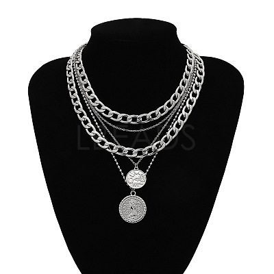 Alloy Disc Pendant Multi Layered Necklaces for Women FS-WGAC560-04-1