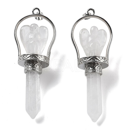 Natural Quartz Crystal Pointed Big Pendants KK-H491-01P-09-1