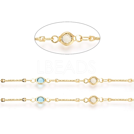 Brass Handmade Beaded Chains X-CHC-G006-02G-1