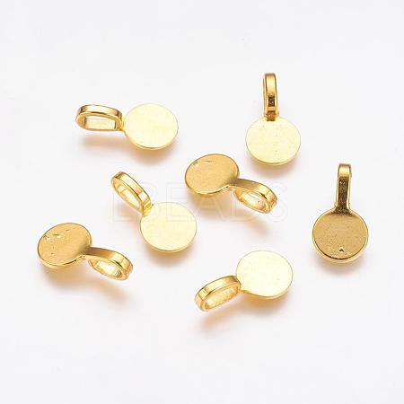 Tibetan Style Alloy Glue On Flat Pad Pendant Bails TIBEP-1124-G-FF-1