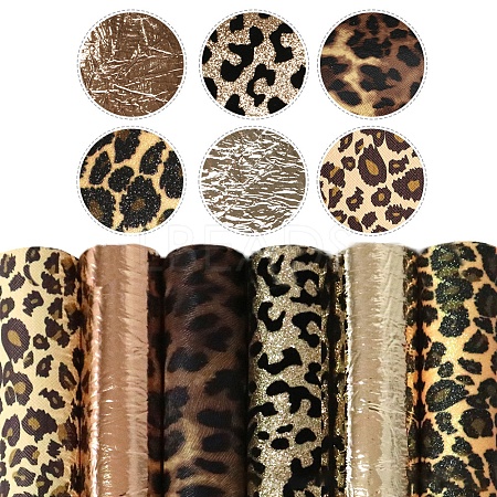 Leopard Print Pattern Imitation Leather Fabric Set FABR-PW0001-042-1