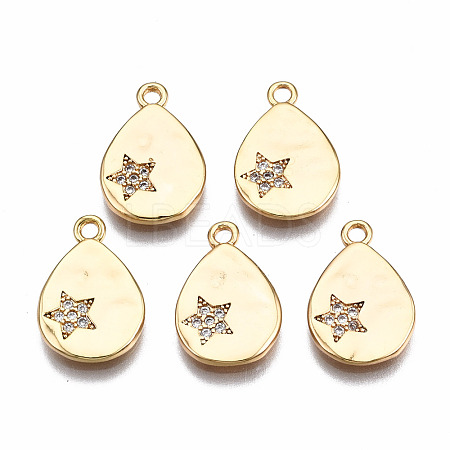 Brass Micro Pave Clear Cubic Zirconia Pendants KK-Q277-042-NF-1