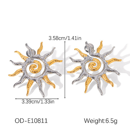 Two Tone 304 Stainless Steel Stud Earrings WGC9B6D-03-1