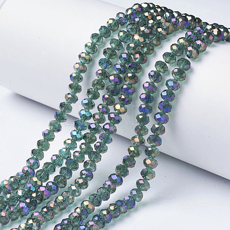 Electroplate Transparent Glass Beads Strands EGLA-A034-T6mm-G02-1