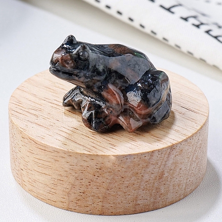 Natural Syenite Carved Healing Frog Figurines PW-WG28161-12-1