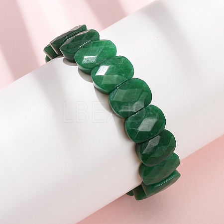 Dyed Natural White Jade Beaded Stretch Bracelets for Unisex G-K303-01K-03-1