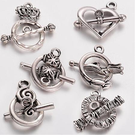 Tibetan Style Alloy Ring Toggle Clasp Sets TIBE-X0017-02AS-LF-1