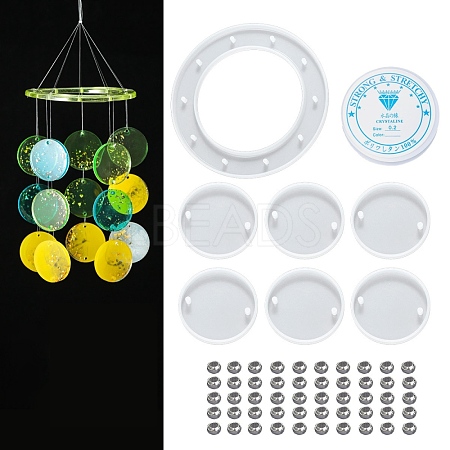 DIY Flat Round Wind Chime Making Kits DIY-P028-21-1