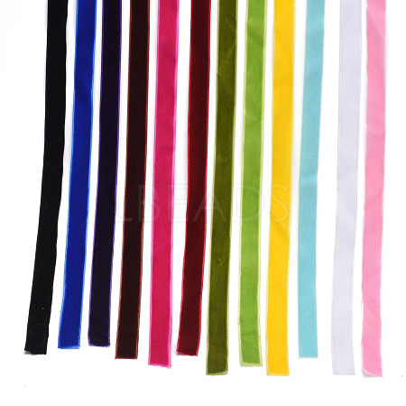 12 Colors Single Face Velvet Ribbon OCOR-JP0003-15.9mm-1