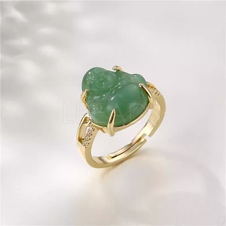 Brass & Resin Adjustable Finger Rings for Women FS-WG6D172-01-1