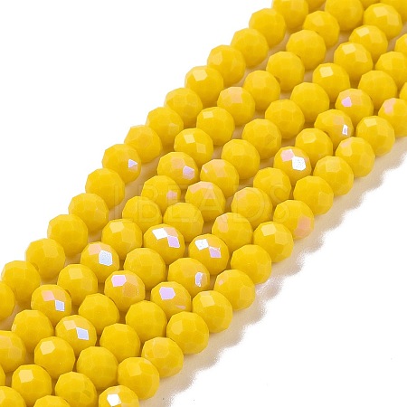 Electroplate Opaque Solid Color Glass Beads Strands EGLA-A034-P4mm-L02-1