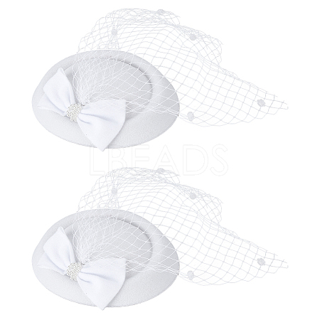 Bowknot Wool Felt Fascinators Pillbox Hat with Iron Alligator Hair Clips LS-MRMJ-WH0077-113A-1