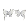 Brass with Enamel with Cubic Zirconia with Crystal Stud Earring with 925 Sterling Silver Pins KK-Q820-06P-1