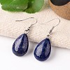 Natural Lapis Lazuli Teardrop Dangle Earrings EJEW-J089-09-1