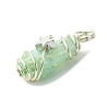 2Pcs Electroplated Natural Quartz Crystal Dyed Copper Wire Wrapped Pendants PALLOY-JF03172-02-4