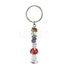 7Pcs 7 Styles Chakra Natural Gemstone Chips Keychains with Lampwork Mushroom Charm KEYC-JKC00547-S-3