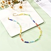 Glass Seed & Glass Pearl Beaded Necklace for Girl Women NJEW-TA00007-2