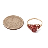 Valentine's Day Rose Natural Red Jasper & Green Aventurine & Rose Quartz Finger Rings RJEW-JR00814-3