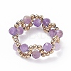 Natural Gemstone & Glass Seed Braided Bead Finger Ring RJEW-JR00465-5