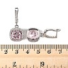 925 Sterling Silver Pave Cubic Zirconia Square Hoop Earrings EJEW-C150-01A-02-5