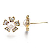 Brass Micro Pave Clear Cubic Zirconia Stud Earrings EJEW-N018-003-NF-3