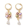 Flower Rack Plating Golden Brass Dangle Leverback Earrings EJEW-A030-03G-01-1