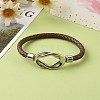 Braided Imitation Cowhide Leather Cord Bracelets for Couple BJEW-JB06443-24