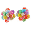 Brass Plastic Flower Stud Earrings FS-WG6C53A-09-2