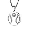 304 Stainless Steel Cross Sport Ball Pendant Necklaces WG79706-01-1