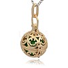 Golden Tone Brass Hollow Round Cage Pendants KK-J216-13G-2